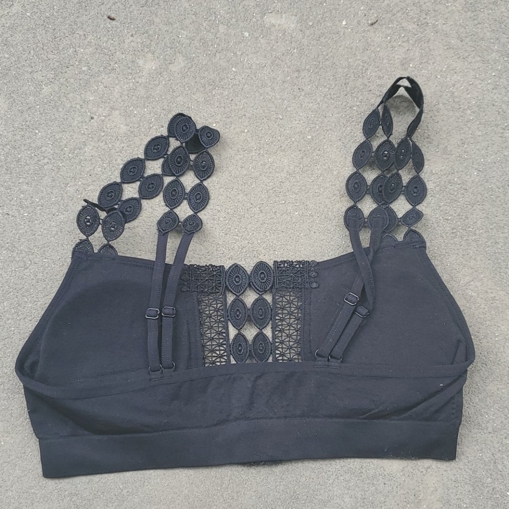 Black crochet applique boho bralette - Picture 4 of 5